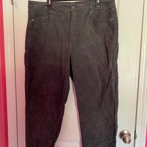 GRAY CORDUROY STRETCH MOM PANTS in SHORT LENGTH